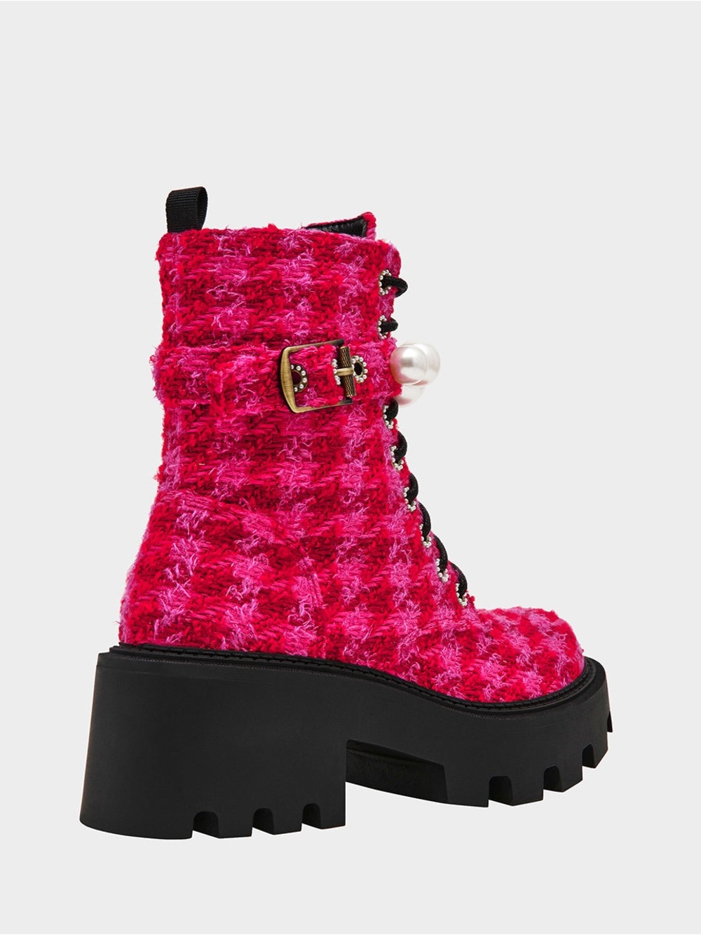 NWT Betsey Johnson Jonnie Embellished Combat Booties Sz 7 - Picture 6 of 14